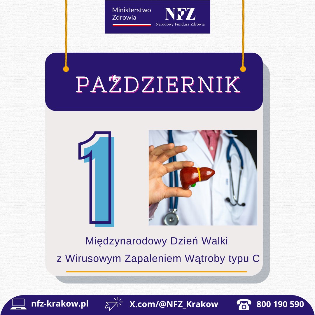 NFZ_Krakow's tweet photo. 🗓️ 1 października | 🌐 Dzień Walki z Wirusowym Zapaleniem Wątroby typu C
Wątroba nie boli. Nie poczujesz, że dzieje się z nią coś niepokojącego.
Najgroźniejsze dla niej jest wirusowe zapalenie typu C #WZWC.
Zrób coś dobrego dla swojej wątroby! 👇
https://t.co/1BCsCay5GP https://t.co/zWuMBm8dH5