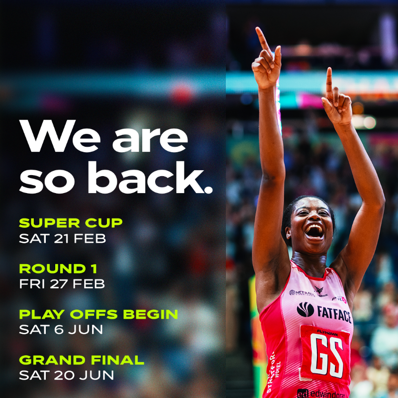 NetballSL's tweet photo. Fixtures: in. Rivalries: re-loading. We are SO back. 💥 

🤩 #NSL2026 starts with the Netball Super Cup on 21 February before 14 thrilling rounds, including three double header weekends! 

Find all the fixtures for one unmissable 2026 season below 👇