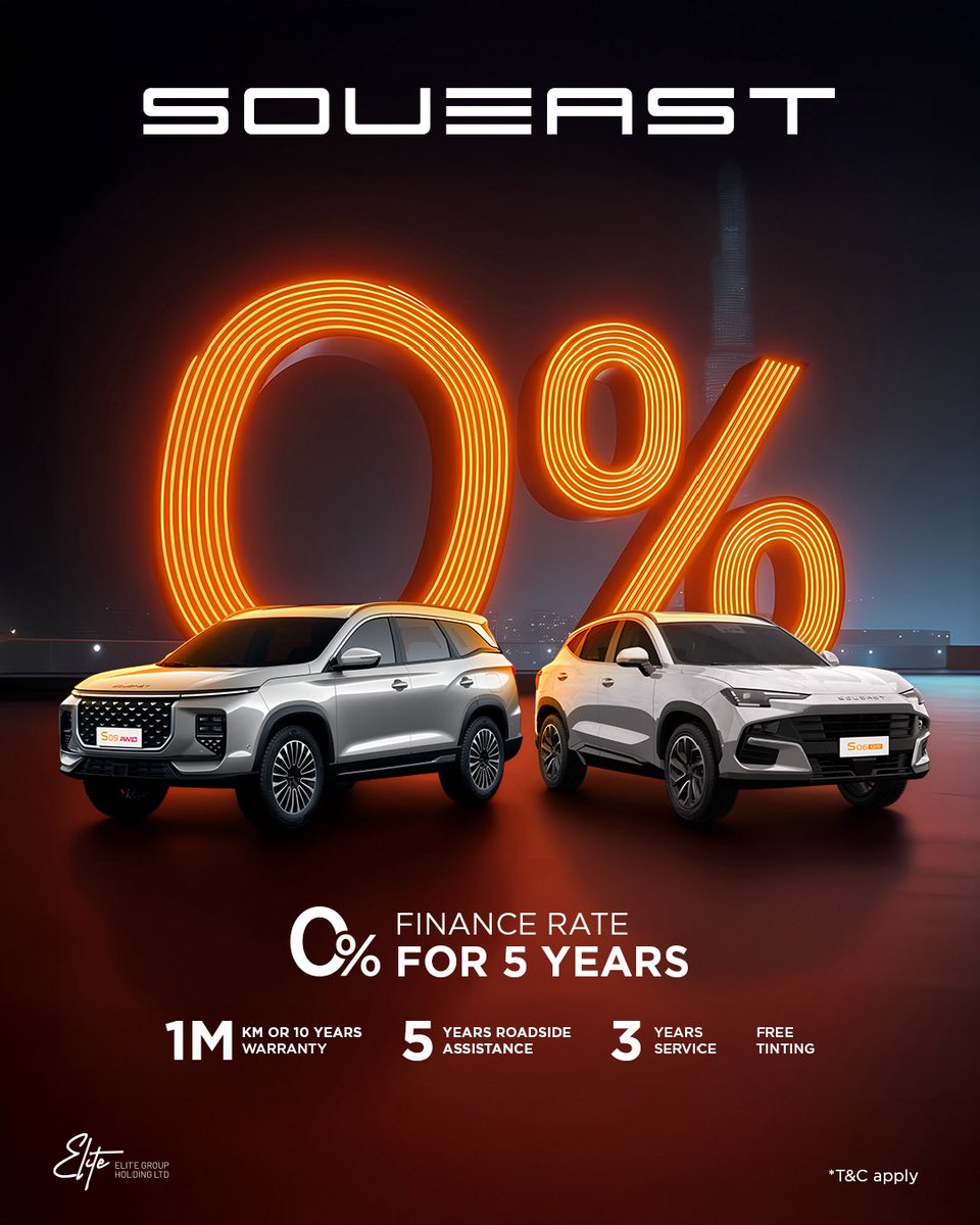 SOUEASTUAE's tweet image. Drive worry-free with #SOUEAST October Offers!​

Let us see what you get this month for S09 AWD and S06:​
​
☑️ 0% Finance Rate for 5 Years​
☑️ 1 Million KM or 10-Year Warranty​
☑️ 5 Years Roadside Assistance​
☑️ And Many More Exclusive Offers​

*Terms and Conditions Apply