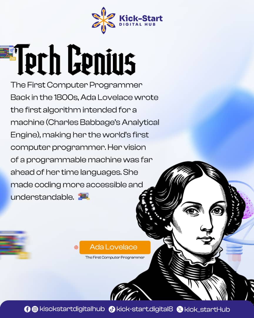 Kick_StartHub's tweet photo. Ada Lovelace wrote the first algorithm intended for a machine .
#techgenius
#techhouse
#TechInKwara
#kwaratech
#LearnTech
#TechInNigeria
#TechIsPossible
#KickstartYourTech https://t.co/uWvgvTccUN