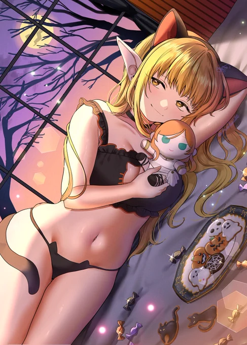 添い寝してくれるゼーリエ様 ハロウィン猫耳ランジェリー