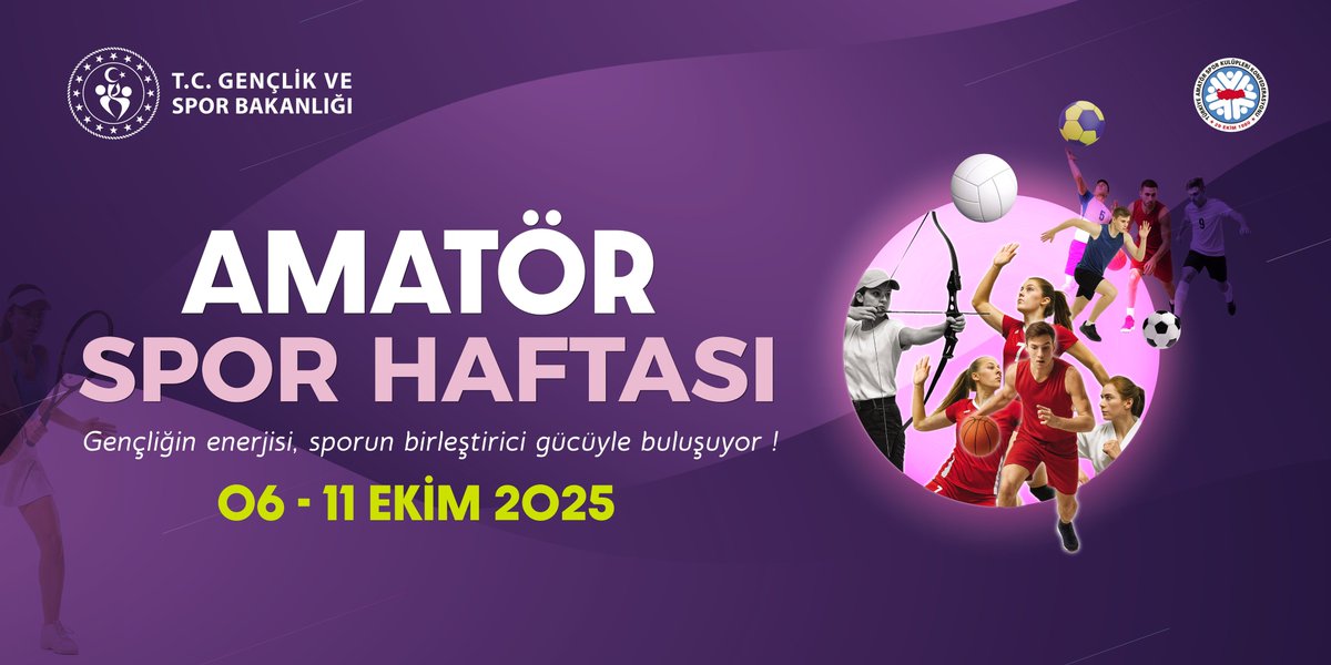 🇹🇷 Amatör Spor Haftası Başlıyor! 🏃‍♀️⚽️🤸‍♂️

Gençlik ve Spor Bakanlığı ile Türkiye Amatör Spor Kulüpleri Konfederasyonu iş birliğiyle 6-11 Ekim 2025 tarihleri arasında gerçekleştirilecek.
