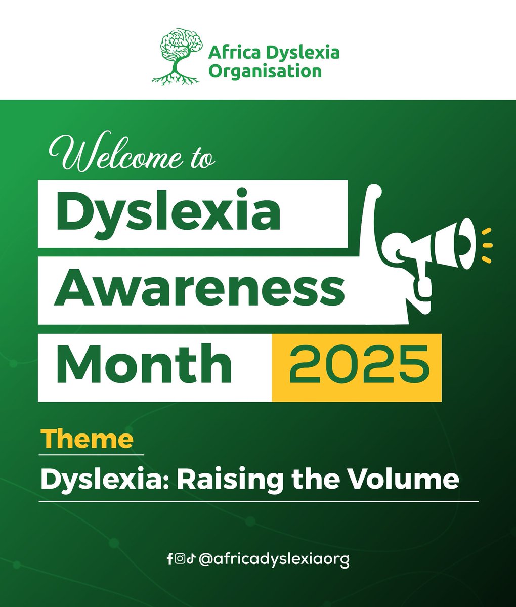 AfricaDyslexia's tweet image. Welcome to Dyslexia Awareness Month!
We have exciting activities planned to raise awareness and promote understanding in our communities.
Join us in celebrating Dyslexia Awareness Month!
#DyslexiaAwareness #DyslexiaAwarenessMonth #DyslexiaAwarenessOnTheStreet