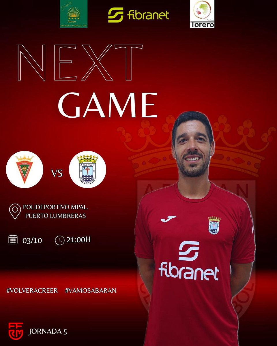 📆 JORNADA 5

Este viernes tenemos la quinta cita de la temporada. 💪🏻

Partido en un campo difícil, con un rival que no conoce la derrota esta temporada.

¡Vamos a por todas! 🔴⚪️

🆚 <a href="/CDLumbreras/">C.D. Lumbreras</a> 

🕒 21:00

📍Campo MPAL. Puerto Lumbreras