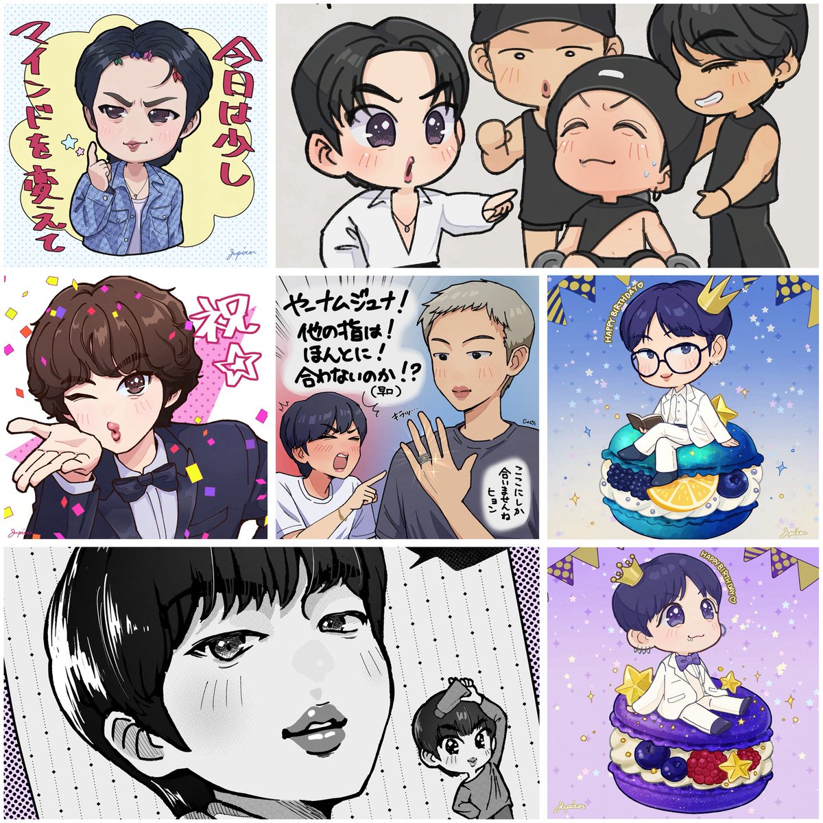 また月末のおまとめしないうちにぬるっと月が変わってしまった🌙9月は誕生月ボーイズの登場がやや多かったです🐨🐰
 #今月描いた絵を晒そう （遅参）