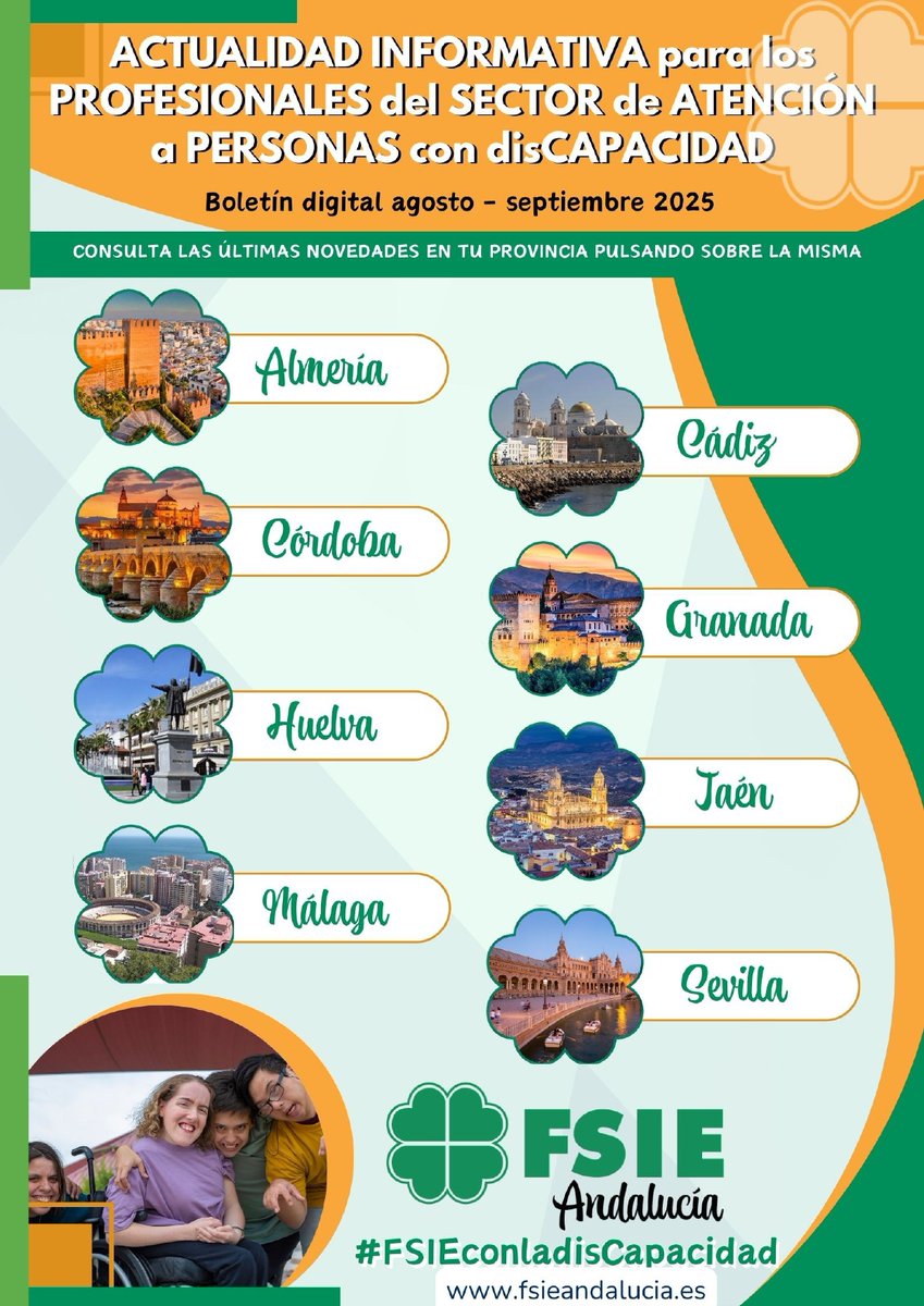 FSIEAndalucia's tweet photo. 🍀FSIE INFORMA🍀
ℹ 📰 BOLETÍN DIGITAL DISCAPACIDAD AGOSTO - SEPTIEMBRE 2025 🧑🏻🦯🧑🦽
‼ Toda la ACTUALIDAD para los PROFESIONALES del SECTOR de ATENCIÓN a PERSONAS con DISCAPACIDAD
👇👇👇👇👇👇
https://t.co/q0L7j9ibtf
#FSIEconladisCapacidad
#FSIEdedicadosAti https://t.co/BLKmzVCIuL
