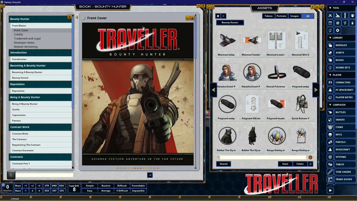 MongoosePub's tweet image. Want to be the coolest merc in the sector? Bounty Hunter has just been released on Fantasy Grounds!

Create your Bounty Hunter, generate contracts and then track down your mark for a massive payday. Warning: May involve some danger.

fantasygrounds.com/store/product.…

#ttrpg #TravellerRPG