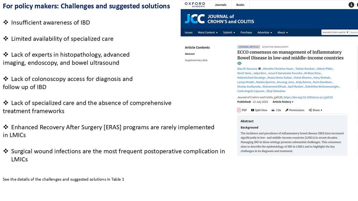 AlaaEl_Hussuna's tweet image. IBD awareness month:
ECCO consensus on managing #IBD in low- and middle-income countries (LMICs)

Two years of work, 20 authors including patient and nurse representatives, with perspectives from across the world

The first recommendations for policy makers : 
Access &amp;amp; #Education