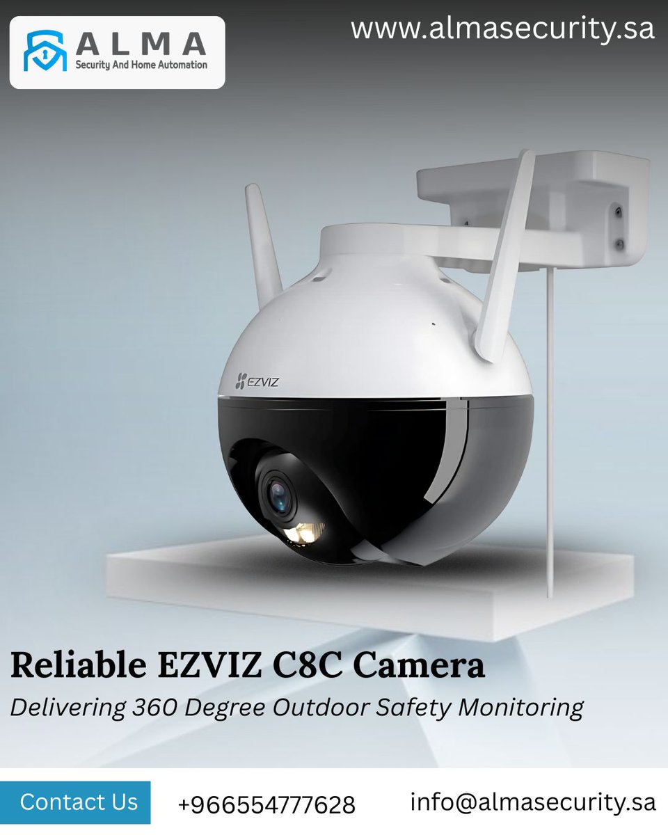 ALMASAFETY1's tweet image. Ensure 24/7 protection with the EZVIZ C8C Camera — 360° smart tracking, night vision &amp;amp; weatherproof design for homes &amp;amp; businesses. Trust ALMA Security for safety you can rely on. 
almasecurity.sa

#ALMASecurity #EZVIZC8C #360Security #SmartSurveillance  #NightVision