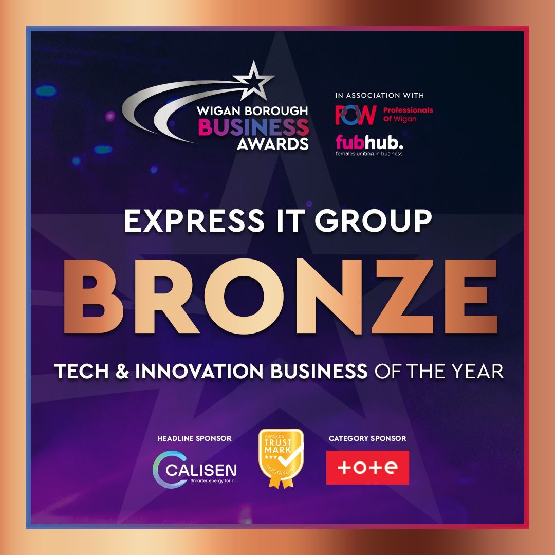 expressitgroup's tweet image. We’re delighted to have been awarded 🥉 Bronze in the Tech &amp;amp; Innovation Business of the Year 2025 at the Wigan Borough Business Awards! 💻🚀✨

A huge thank you to the organisers of the Wigan Borough Business Awards! ✨

#WiganBusinessAwards #TechInnovation #ExpressIT