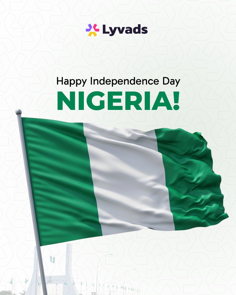 lyvadsinc's tweet photo. 💚 Today we celebrate Nigeria’s journey, resilience, and creativity. 🇳🇬
At Lyvads, we believe the future is bright for our country and for every creator and brand driving impact. 😊

Happy Independence Day! 🎉

#NigeriaAt65 #IndependenceDay #MadeForCreators #NaijaInfluencers https://t.co/X7UJ0WZRXN