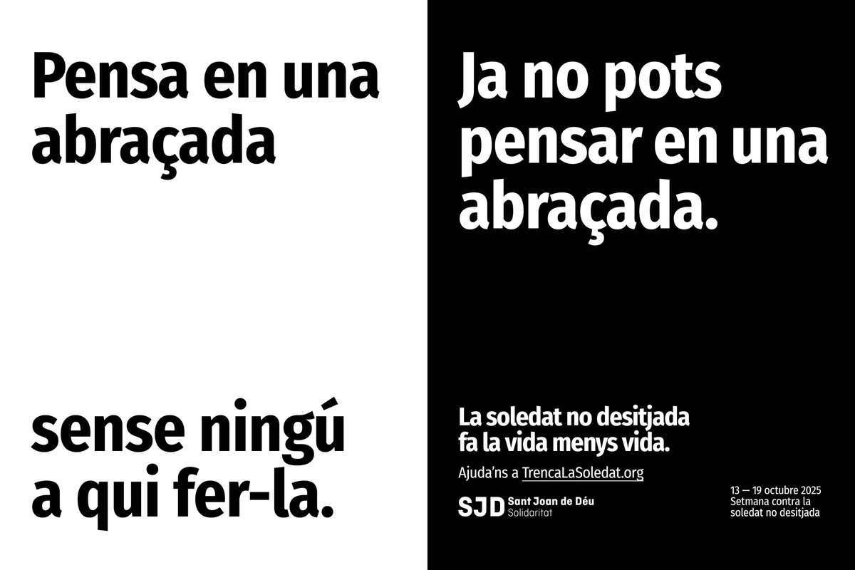 solidaritatSJD's tweet image. 𝗟𝗮 𝘀𝗼𝗹𝗲𝗱𝗮𝘁 𝗻𝗼 𝗱𝗲𝘀𝗶𝘁𝗷𝗮𝗱𝗮 𝗳𝗮 𝗹𝗮 𝘃𝗶𝗱𝗮 𝗺𝗲𝗻𝘆𝘀 𝘃𝗶𝗱𝗮.

A Europa més de 30 milions de persones asseguren sentir-se soles, i una de cada quatre admet patir #SoledatNoDesitjada. 

Aquesta és una realitat evitable i reversible. Amb l’objectiu de…