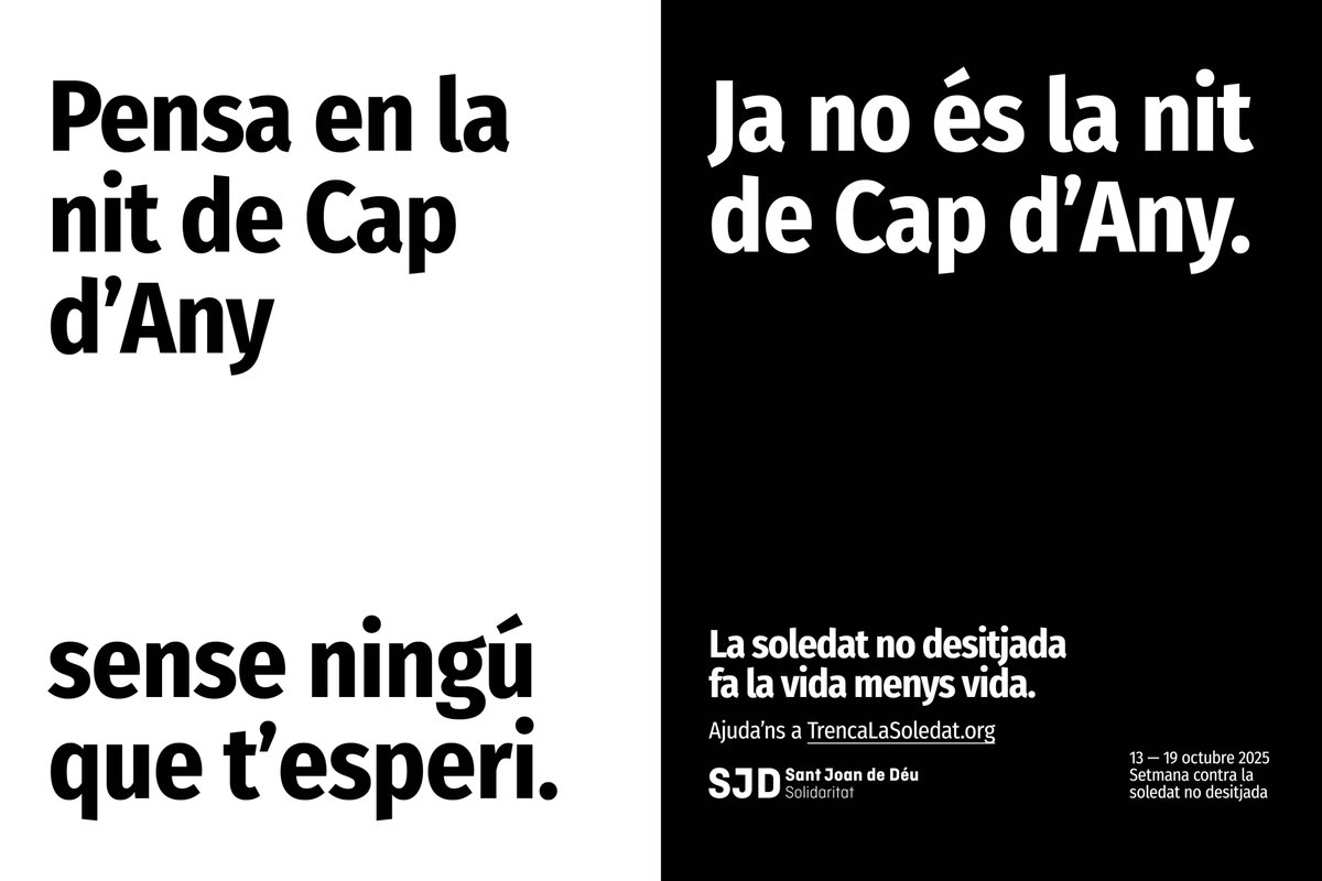 solidaritatSJD's tweet image. 𝗟𝗮 𝘀𝗼𝗹𝗲𝗱𝗮𝘁 𝗻𝗼 𝗱𝗲𝘀𝗶𝘁𝗷𝗮𝗱𝗮 𝗳𝗮 𝗹𝗮 𝘃𝗶𝗱𝗮 𝗺𝗲𝗻𝘆𝘀 𝘃𝗶𝗱𝗮.

A Europa més de 30 milions de persones asseguren sentir-se soles, i una de cada quatre admet patir #SoledatNoDesitjada. 

Aquesta és una realitat evitable i reversible. Amb l’objectiu de…
