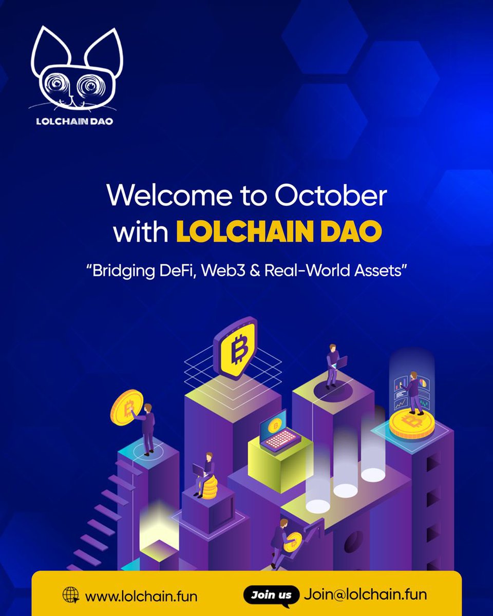 LolChainDAO's tweet image. Welcome to October with LOLCHAIN DAO!

We’re bridging DeFi, Web3 &amp;amp; Real-World Assets for smarter, transparent investing.

This month’s spotlight: LOLC REIT – the future of tokenized real estate.

👉 Stay tuned for updates &amp;amp; ways to join the movement.

#DeFi #Web3 #RWA #DAO