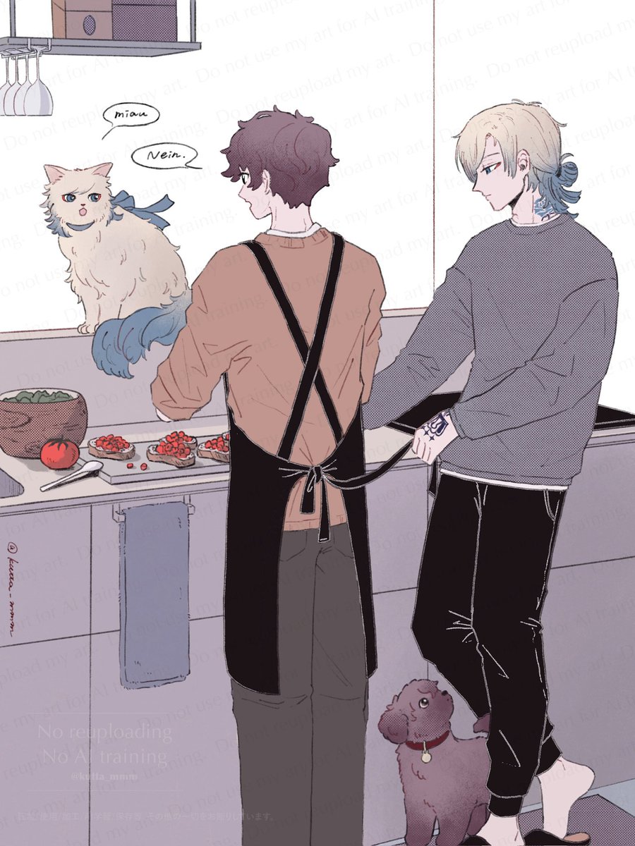 Two hungry cats🥖🍅🐈
(and fluffy dogs🐾)