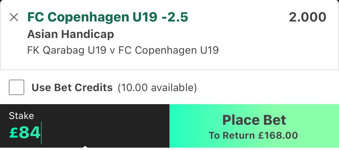 BestArbBets's tweet photo. £13 GUARANTEED PROFIT 🚨 

FK Qarabag U19 v Copenhagen U19 - Bet365/Skybet

⏰ - 11am

#Matchedbets #Arbritage #ChampionsLeagueDay #UCL https://t.co/QhVWBFr1WV