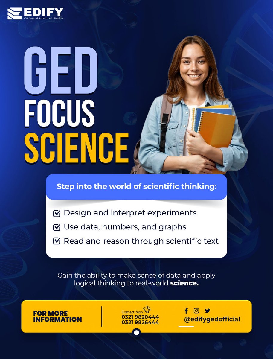 EdifyGroup_'s tweet image. 𝗚𝗘𝗗 𝗦𝗰𝗶𝗲𝗻𝗰𝗲: 𝗟𝗲𝗮𝗿𝗻 𝘁𝗼 𝗧𝗵𝗶𝗻𝗸, 𝗥𝗲𝗮𝘀𝗼𝗻, 𝗮𝗻𝗱 𝗔𝗻𝗮𝗹𝘆𝘇𝗲
#GEDScience #StudyWithECAS #ScientificThinking #GEDPreparation #FutureWithGED #ThinkLogically