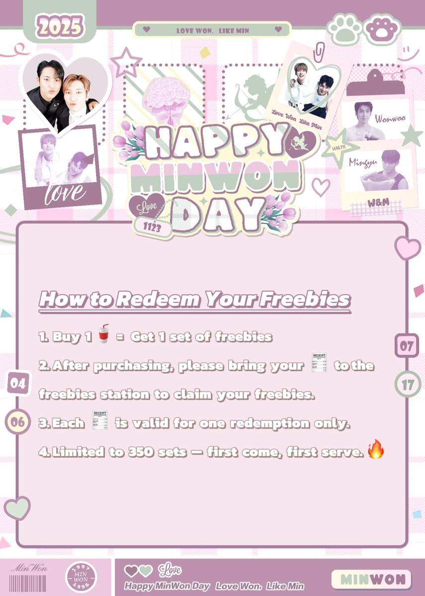 🎁 𝑳𝒐𝒗𝒆 𝑾𝒐𝒏 𝑳𝒊𝒌𝒆 𝑴𝒊𝒏 𝑭𝒓𝒆𝒆𝒃𝒊𝒆𝒔 💜💚
Here’s what you’ll be getting at the event! 🫶🏻
Limited quantity — first come, first served✨
📅: 15 November 2025
🕐: 12pm - 6pm
📍: Bengong’s Tea &amp; Dessert, Lalaport 
* Freebies Preview can be viewed on IG:
#LoveWonLikeMin