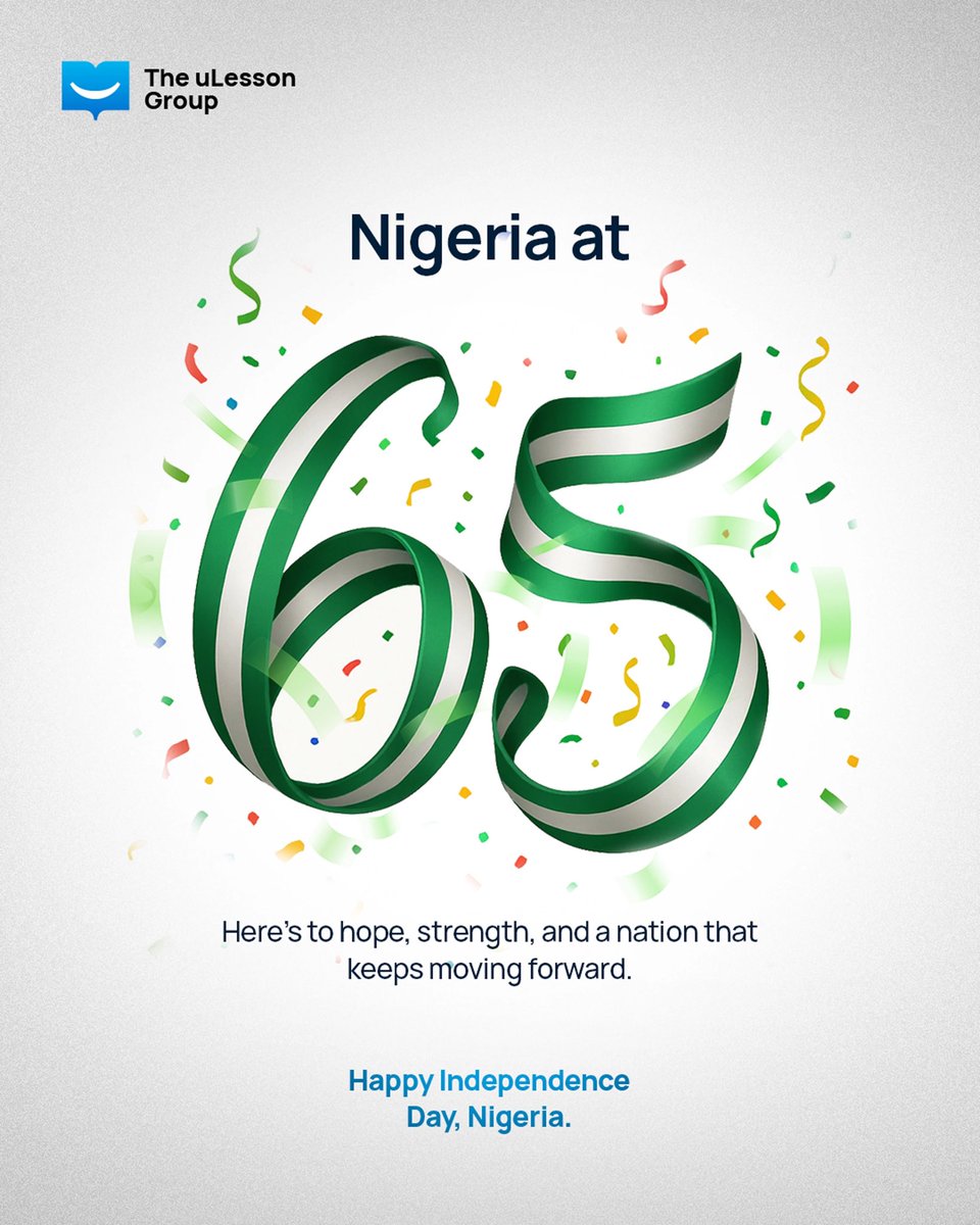 ulessonapp's tweet image. Every mind that learns, every dream that refuses to fade, and every hand that builds, is shaping Nigeria’s tomorrow.💚

Happy Independence Day, Nigeria!✨

#TheuLessonGroup #uLesson #NigeriaAt65 #AllHandsOnDeck #Nigeria