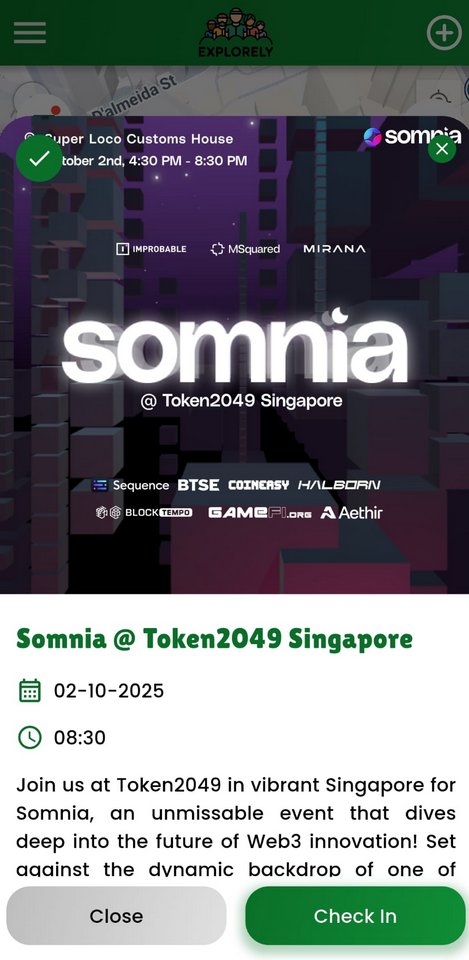 Explorely_app's tweet photo. Event listing: “Somnia” has been added to Explorely!

Hosted by: @Somnia_Network 

@Improbableio @MSquared_io @mirana @0xsequence  

#TOKEN2049 https://t.co/VxRwbg1QMo