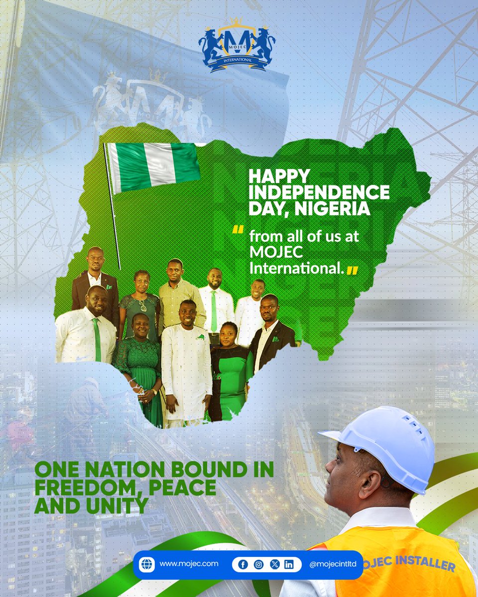 Happy Independence Day, Nigeria! 💚🤍💚

As we celebrate this milestone, we reaffirm our commitment to building a brighter, smarter, and more sustainable energy future for generations to come.

#MojecMeters
#NigeriaAt65
#IndependenceDay
#emPOWERingCommunities