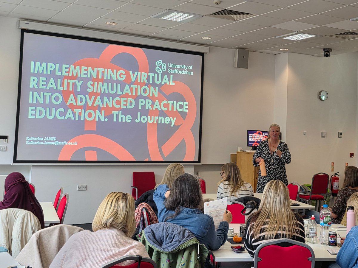 Katherine James, Course Lead MSc Advanced Clinical Practice, sharing Staffs Uni innovation through use of VR simulation into Advanced Practice
#PENSO #VRSIMS #PIP #Peadseducation