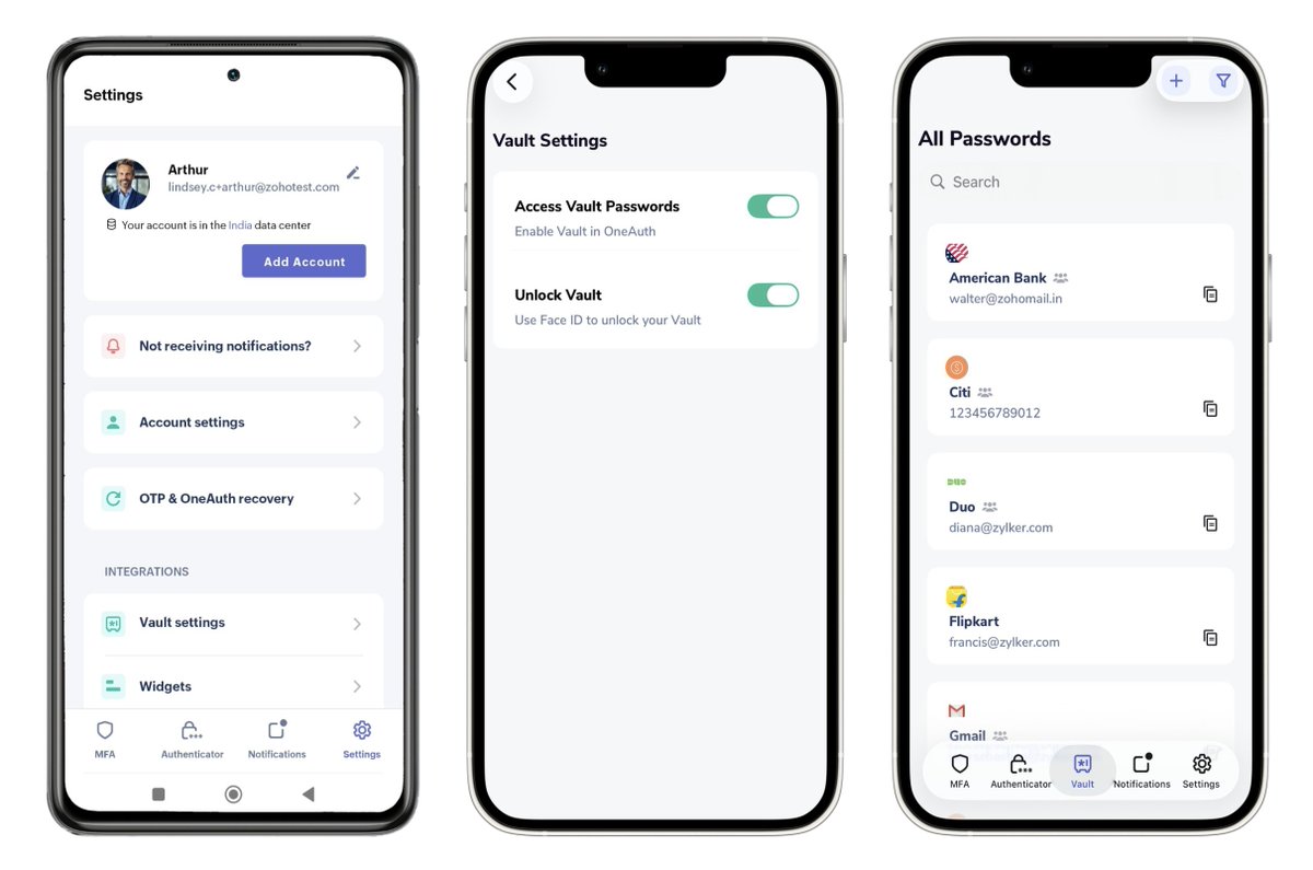 Your security just got a major upgrade. Zoho Vault is now built right inside <a href="/ZohoOneAuth/">Zoho OneAuth - Authenticator</a>! 
 
Get password management and multi-factor authentication all in one secure app. Whether you're on Android or iPhone, you've got top-tier security in your pocket. 🔐
 
Setup takes seconds: