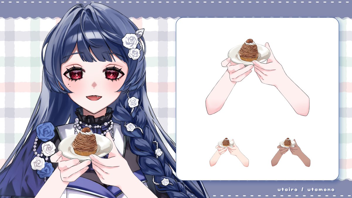 utairo_works's tweet image. 🌟⋱ 新着フリー素材 ⋰🌟
 
「モンブランを持つ手」のイラスト素材を追加しました🌰🍰
秋のスイーツ気分を演出したい告知や配信サムネのワンポイントにぴったりだよ〜☕✨
 
👉utamono.com/hand-116/
 
モデルのご協力：夜宮月姫様（@yoimiya_rune）
  
 #IRIAM素材 #Vtuberasset #配信素材