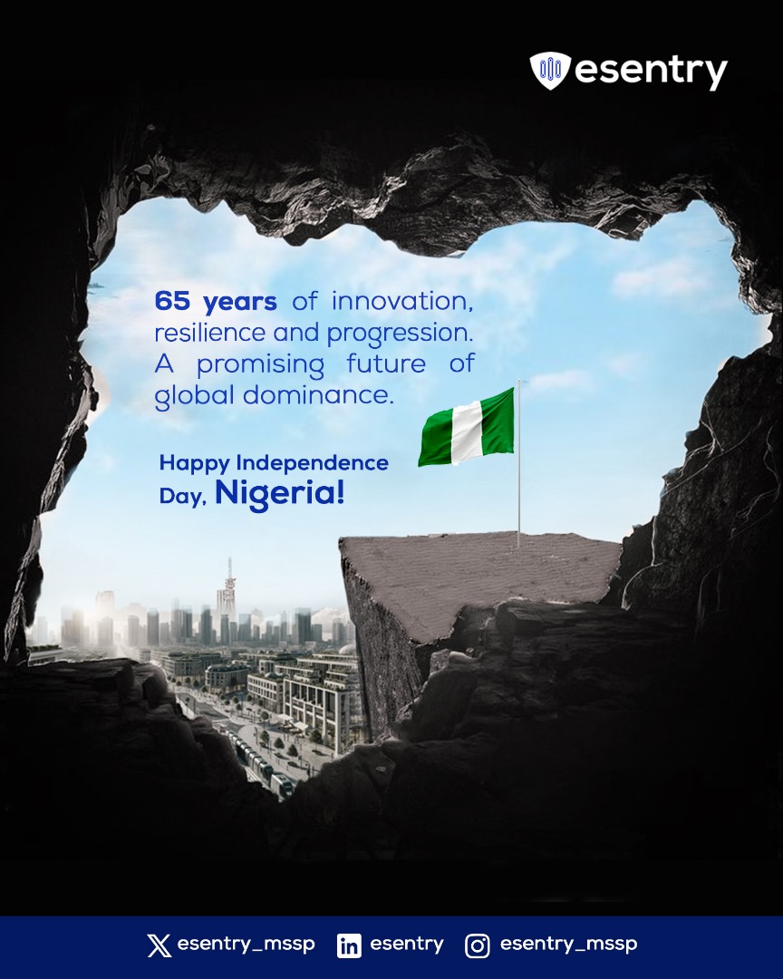 Happy Independence Day, Nigeria!🇳🇬🇳🇬 
Celebrating our freedom, unity and resilience. 

#esentry #HappyIndependenceDayNigeria #securewithesentry #nigeriaat65