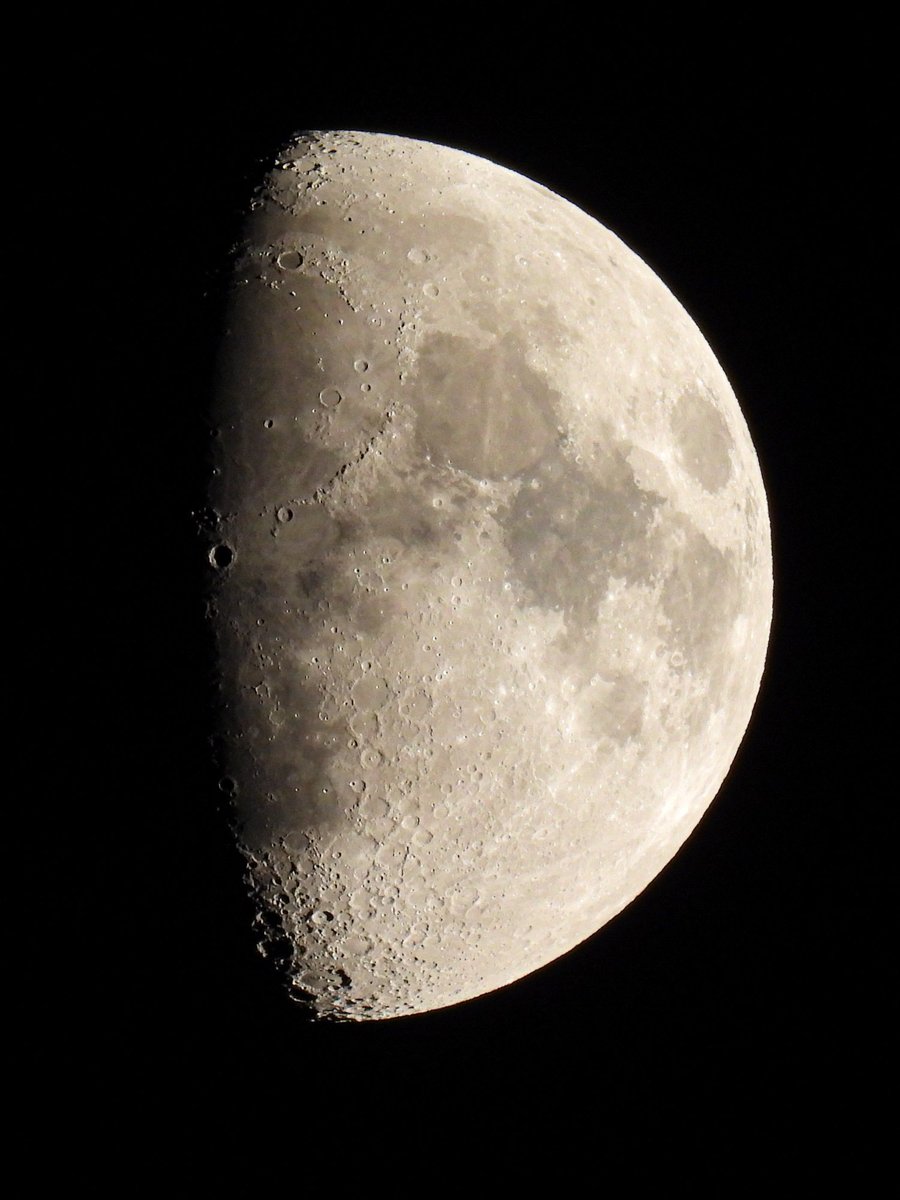 今夜の月です。
南の空に上弦過ぎの月が見えています。
北陸では午後6時半頃に月の近くを国際宇宙ステーションが通過していきました。

今週から来週前半は日没後に月が見やすいです。
10月6日(月)が中秋の名月、翌日7日(火)が満月です。
秋の夜長、ぜひのんびりと月を眺めてみましょう。