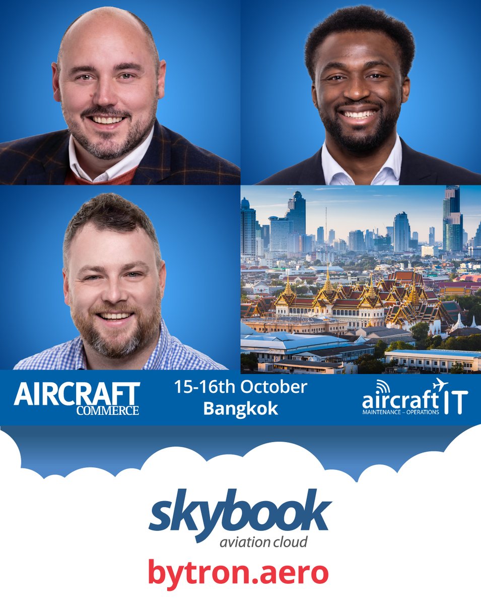 We are excited to be attending the <a href="/AircraftCommrce/">Aircraft Commerce</a>  on 15-16th October in Bangkok!

Catch Jesper, David &amp; Sean at Stand 33 for a friendly chat and discover what's new with skybook.

#aviation