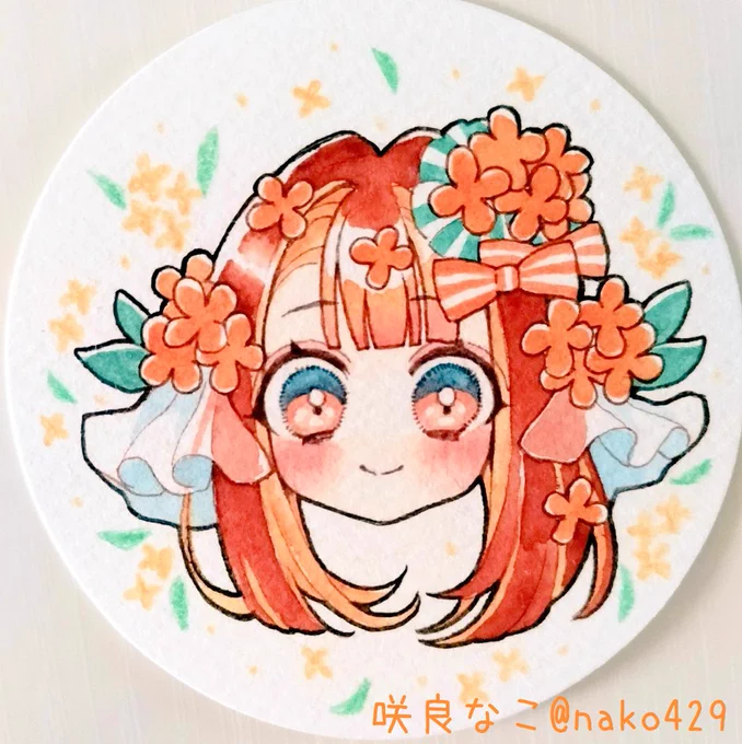 今日から色鉛筆水彩強化マラソン2025始まります! 10月の1ヶ月間てのひらペーパーに創作キャラを描いて毎日投稿します 1日目は金木犀ちゃん #色鉛筆水彩強化マラソン2025