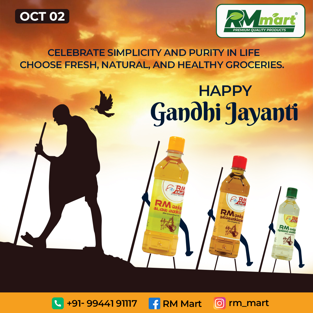 rmmartofficial's tweet image. “On this Gandhi Jayanti, let us remember the values of simplicity and truth. RM Mart wishes you peace, prosperity, and a life guided by Gandhiji’s principles. 🙏✨
#GandhiJayanti #RMMart #TruthAndSimplicity #MahatmaGandhi #PeaceAndProsperity #NationFirst”