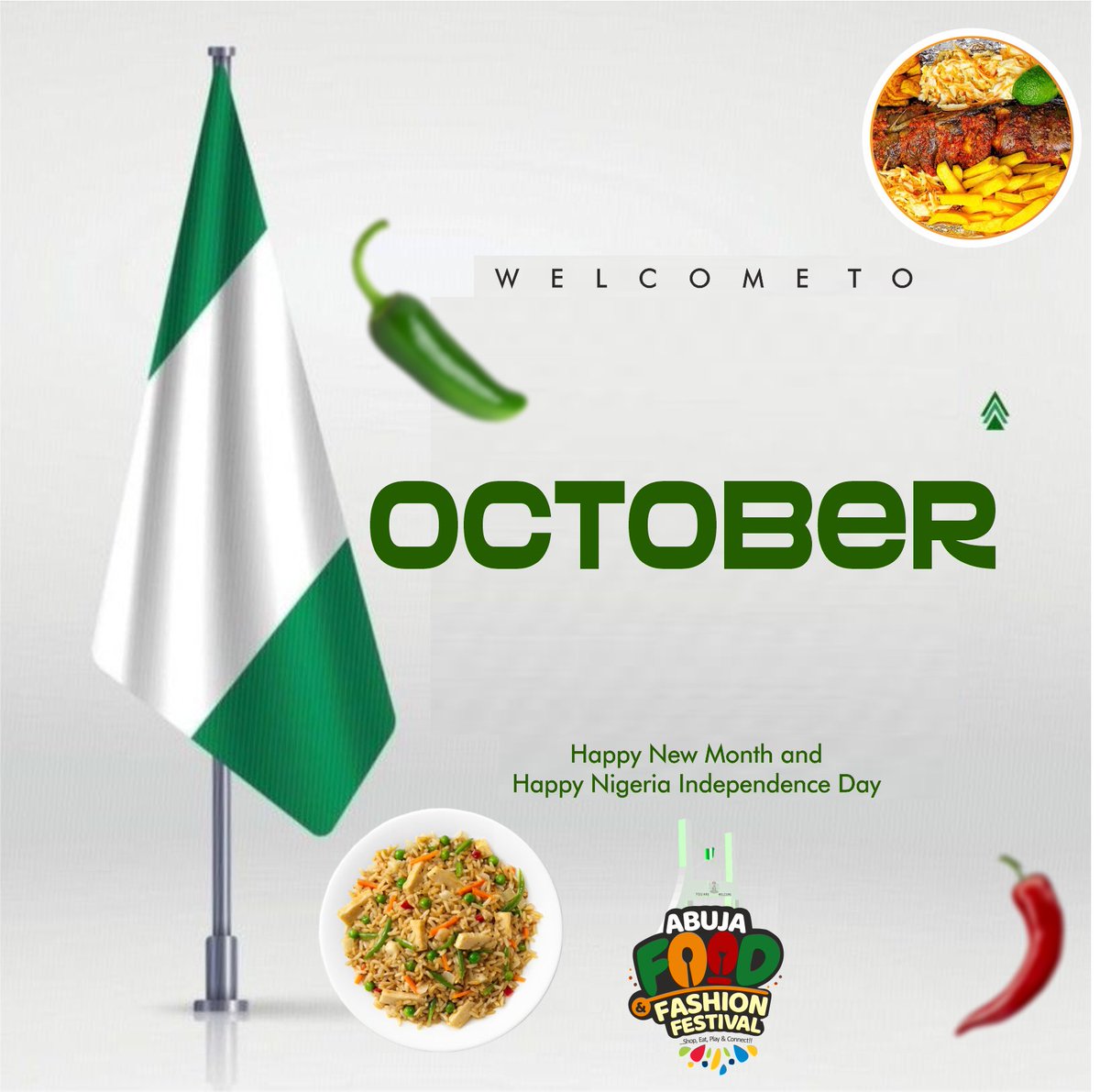 Welcome to October! 

Celebrate Nigeria’s Independence with food, fashion, and fun at the Abuja Food &amp; Fashion Festival. 

Tickets selling fast; get yours now!

Click in our bio to get your free tickets now.

#AFFF25
#AbujaFoodFashionFestival
#ShopEatPlayConnect
#LevelUp
