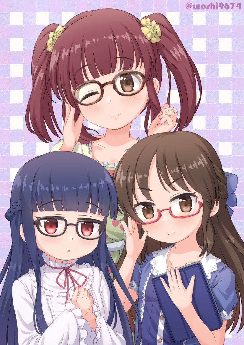 緒方智絵里 ,佐城雪美 ,橘ありす 「#メガネの日 3人で装着!」|うぉっしーのイラスト