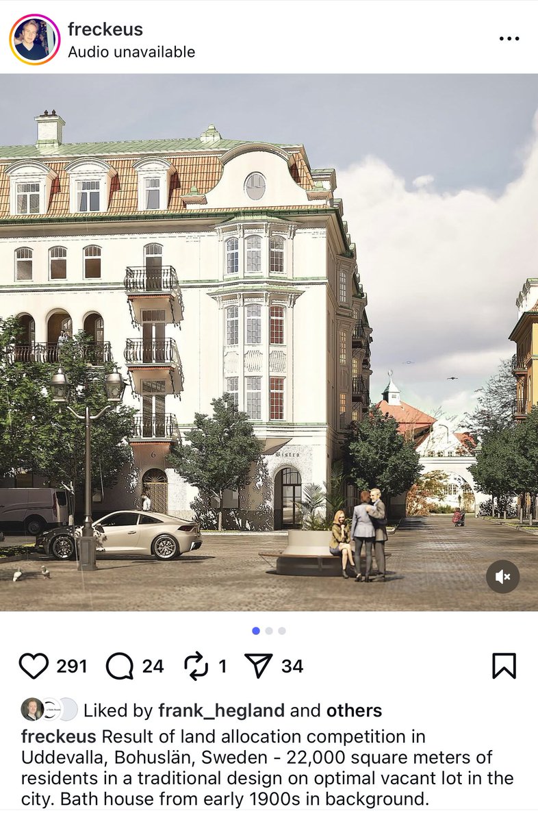 wrathofgnon's tweet photo. Why are modernists so hostile to building anything that people would actually like?
Possibly one of the most gifted young architects in the world, Swedish Nils Freckeus, won a competition in the city of Uddevalla with this plan for a new neighborhood in the traditional 19th urban style beloved all over Europe and especially in Scandinavia. Of course the Chief Modernist critic in the country went berserk in his condemnation in media.