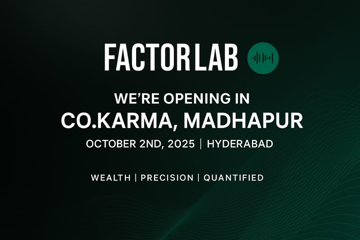 🎉 Big news: We’re opening our 1st office!

📍 Co.Karma, Madhapur - Hyderabad
📅 From Oct 2nd, 2025

After WFH for years, this is our chai + chartroom dream come true 🫖📊

If you're in Hyd, drop by for chai ☕
Let’s talk wealth, goals &amp; plans.

🔗 calendly.com/sudhamsh-facto…
