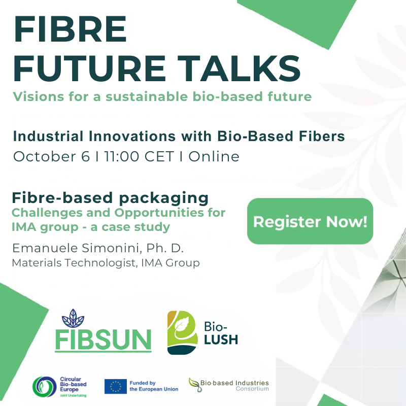 biolusheu's tweet photo. At the final FibreFuture Talks, Bio-LUSH speaker Emanuele Simonini (IMA Group) will share how IMA is adapting packaging machinery to paper-based fibres for sustainable solutions. 🌿

📅 Oct 6 |  11:00 CET
🔗 Register: https://t.co/Q1PieBGCTl https://t.co/KVWNsyAt6x