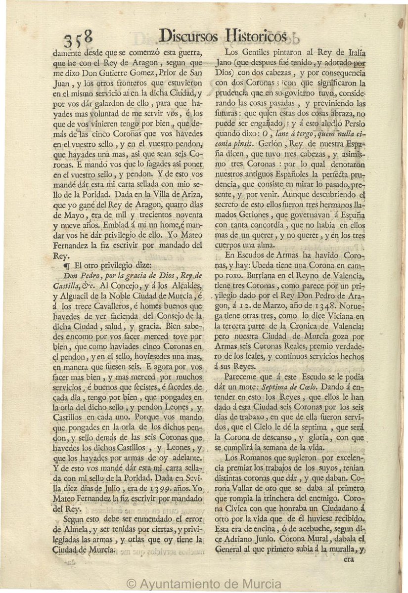 Comienza octubre de nuestro calendario dedicado al escudo de la ciudad #Murcia.
¡Qué pasen un feliz mes de octubre! 😀
#AMMU conservando nuestra historia.
📚#bibliotecaAMMU Discursos históricos de Murcia, F. Cascales.