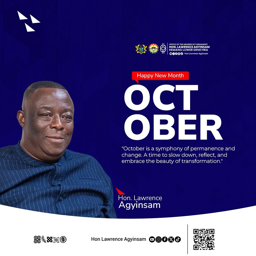 AgyinsamTSA's tweet photo. Happy New Month to my dear constituents.May this new month bring you renewed hope, joy, and prosperity. 

Wishing you all a wonderful month ahead.
#Agyinsamb3y3 #AGInFocus
#AG28 #TheChangeWeVoted4 https://t.co/G4whwj5sQz