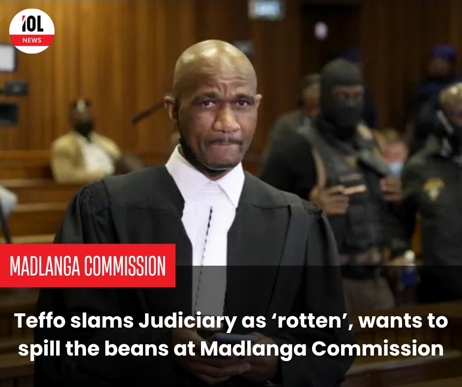 IOL's tweet image. Embattled and disbarred advocate Malesela Teffo says he deserves to testify before the Madlanga Commission of Inquiry, claiming he holds &quot;hardcore evidence&quot; implicating senior judges in corruption and misconduct.
#news #MaleselaTeffo #testify #MadlangaCommission #evidence…