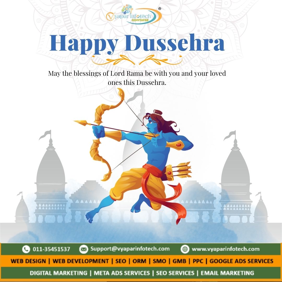 VyaparInfotech's tweet image. May the victory of good over evil inspire us to overcome all obstacles in our path. Wishing you and your family a joyous and prosperous Dussehra! 

May Lord Rama&apos;s blessings bring success, happiness, and peace to your life. 🏹✨ 

#HappyDussehra #Dussehra2025   #VyaparInfotech