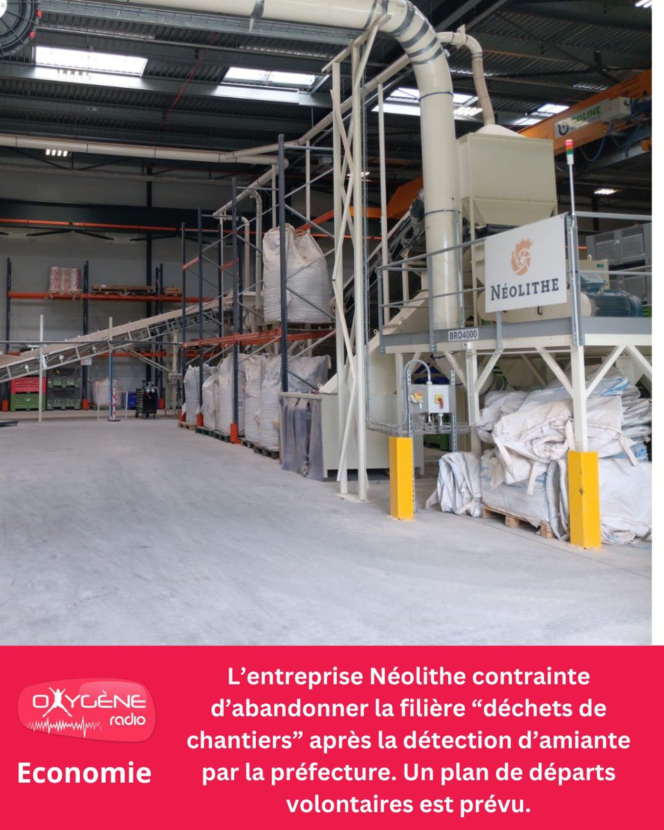 🏭 Spécialisée dans la transformation de déchets non-recyclables, l'entreprise Néolithe est contrainte d'arrêter sa filière de recyclage des "déchets de chantiers". La préfecture du Maine-et-Loire a détecté la présence d'amiante à Beaulieu-sur-Layon.

▶️ urlr.me/v8QTjz