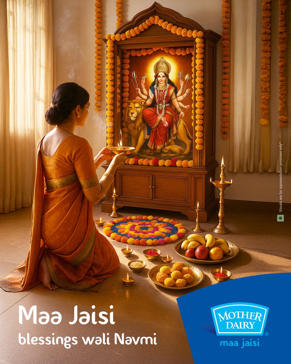 MotherDairyMilk's tweet photo. This Navmi, may annapurna bless you all with the delight of taste and health! Wishing you all a very #HappyNavmi
#MotherDairy #MaaJaisi #MotherDairyFreshDelights #NavmiPuja https://t.co/P1AlhGsLOO