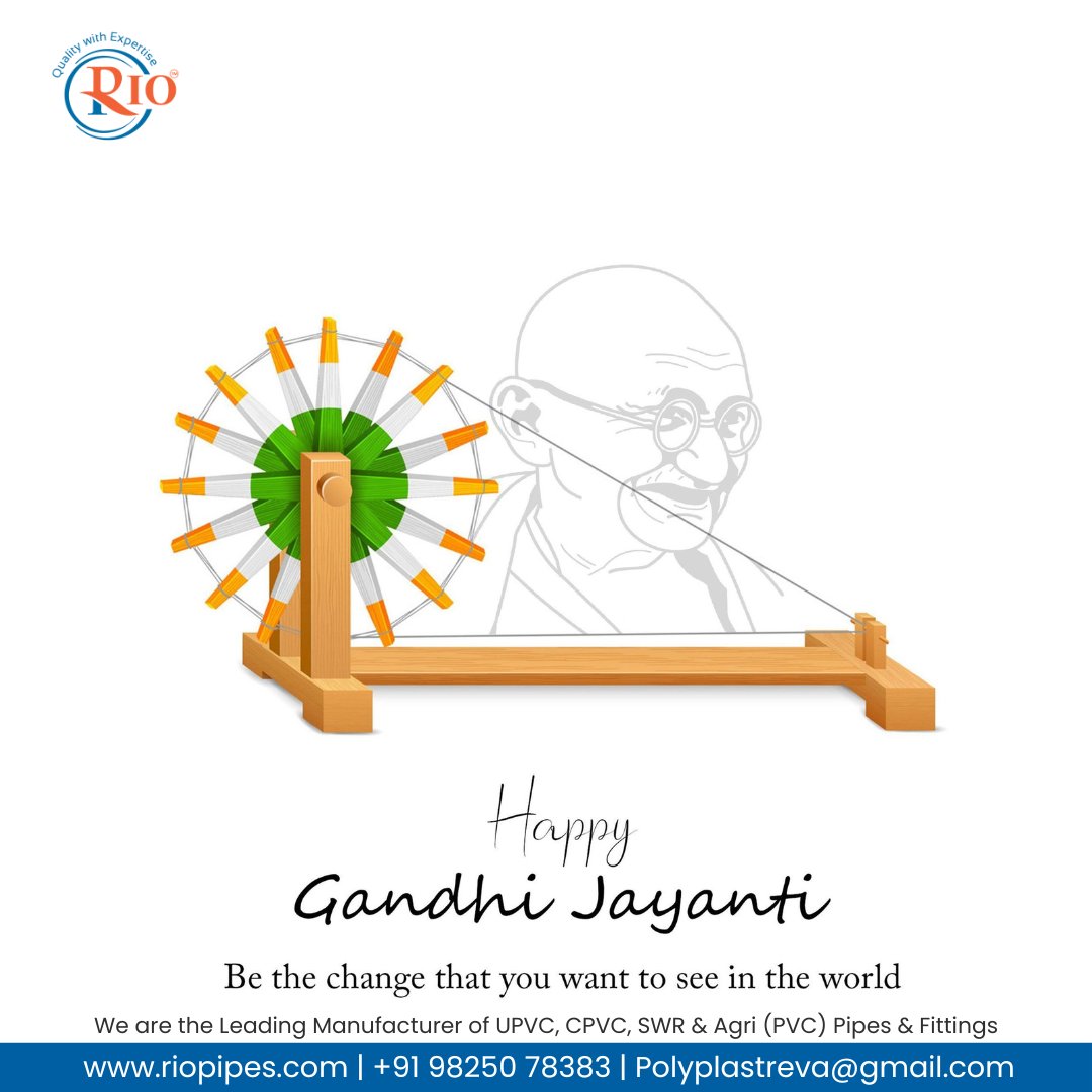 RevaPolyPlast's tweet photo. “Celebrating the spirit of truth, non-violence, and unity this Gandhi Jayanti. Let’s honor Bapu’s legacy every day. 🕊️
#HappyGandhiJayanti #MahatmaGandhi #Peace #NonViolence #RioPipes #Inspiration #Unity #Integrity”
📲 +91 9316928238
🌐 https://t.co/rZENKf75Ee https://t.co/yV6ougqhma
