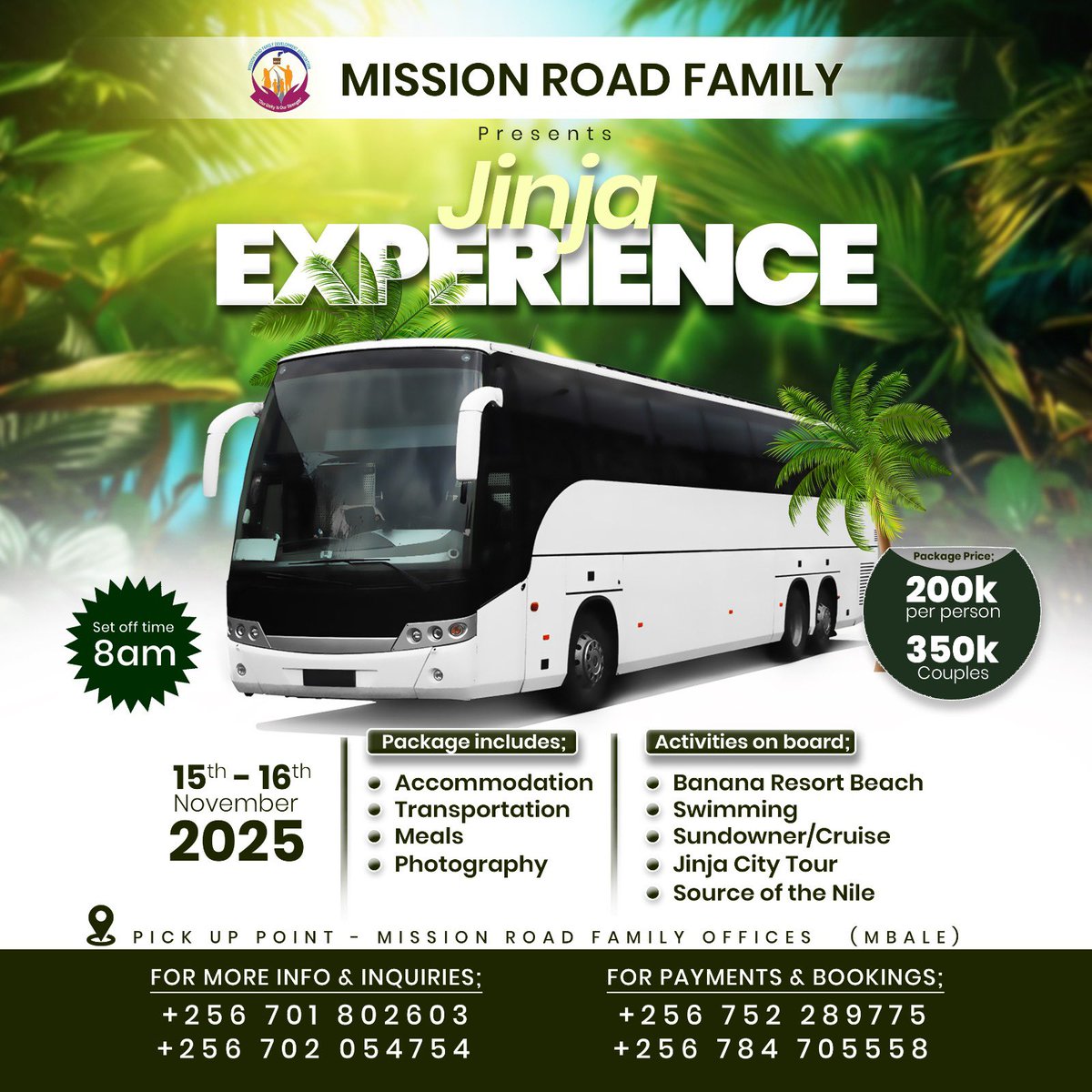 Hello Mbale People 😊🫵 join us for the Jinja Experience this coming November book your ticket today and be part of the fun 🤩 DM for bookings you are all welcome 🤗 my people 🤝 

#VisitMbale 
#ComeToMbale