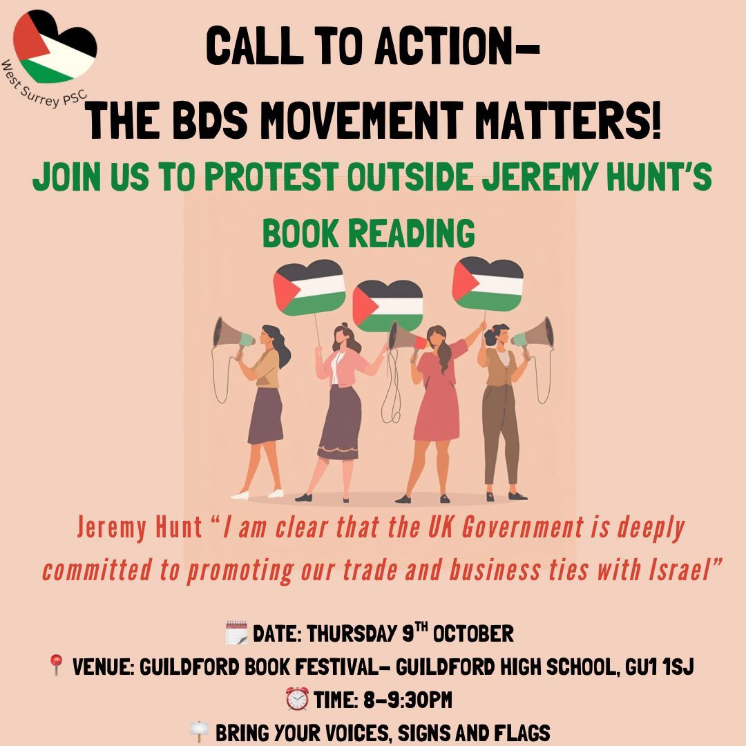 Join us to protest Jeremy Hunt's book reading in Guildford, 9th October