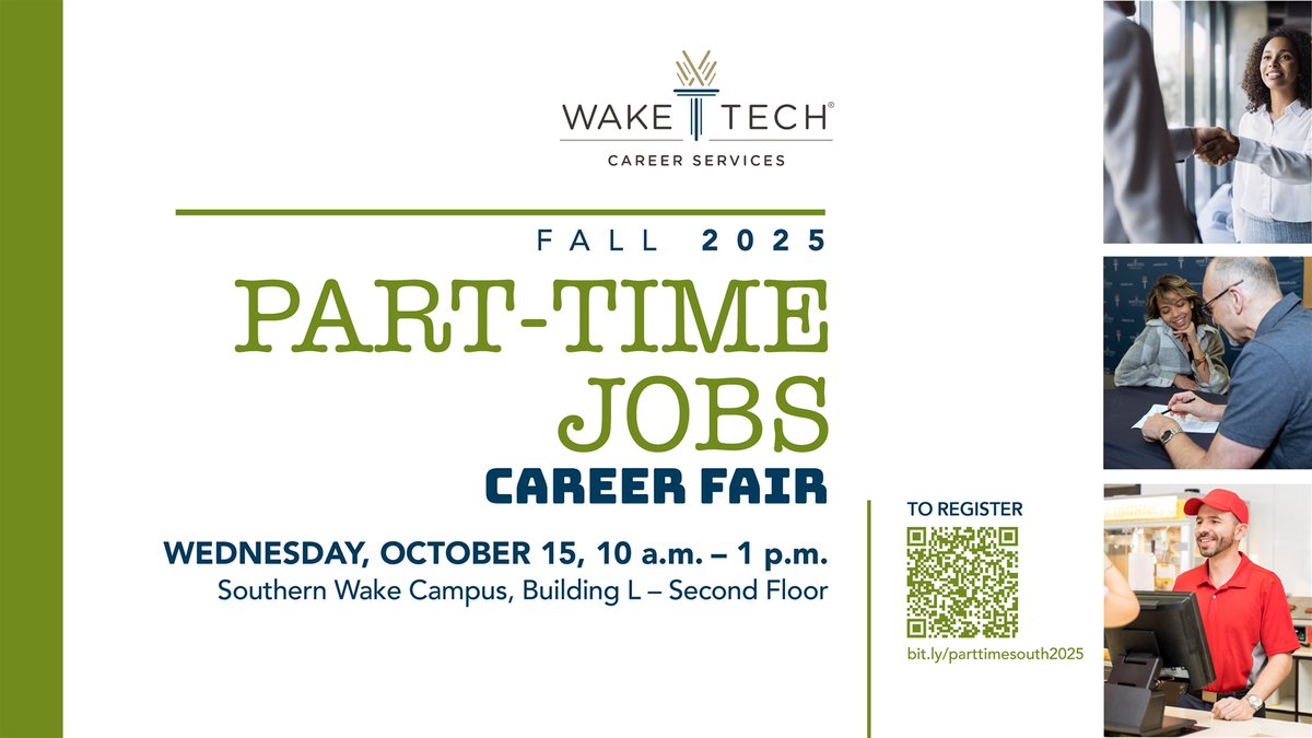 waketechcc's tweet image. Seeking employment while you earn your degree? Do you require a flexible schedule? @WakeTechCareers has your back!

Employers will be open to talking more about positions that do not require a specific major and have flexible schedules.