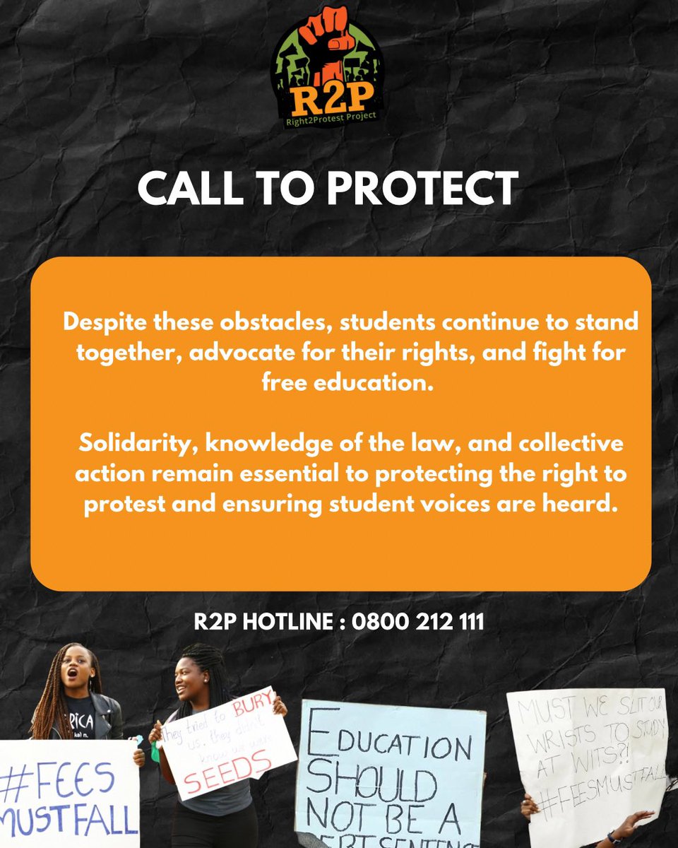 ProtestZa's tweet photo. As we commemorate 10 years of #FeesMustFall, we reflect on the state of protest in higher learning institutions. Students continue to rise for justice &amp; academic freedom, yet face growing repression.

Together with the @sasc_org we stand in solidarity 🌏 https://t.co/rUVMdYeh7F