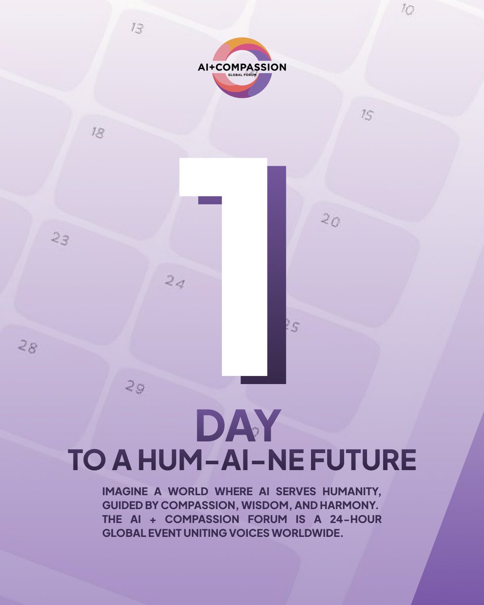 Just 1 day to go! Get ready to explore how AI meets empathy, ethics, and human care at AI+Compassion Global Forum 2025.🔗: compassionai.io